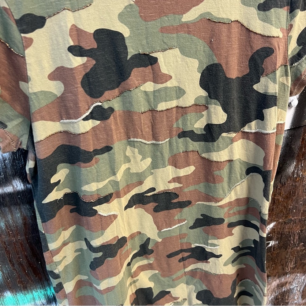 Polo Ralph Lauren Shirt Dress Knit Burnout Camouflage Beaded Woodland Camo XL - Picture 2 of 10